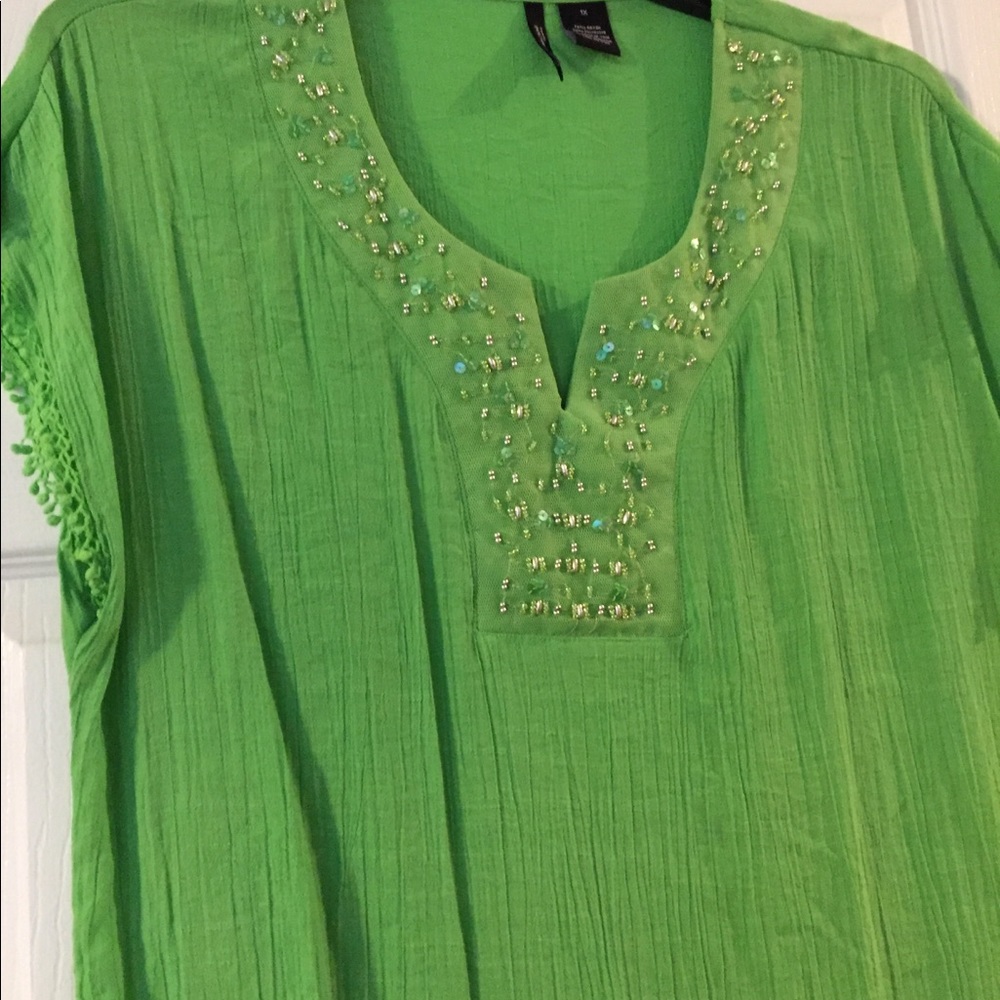 New Directions short sleeve green tunic top